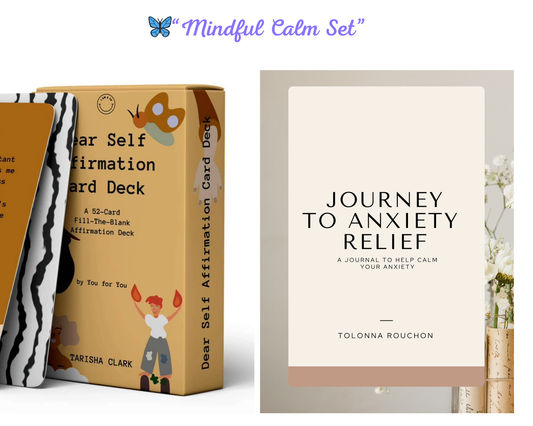 🦋 Mindful Calm Set - Journey to Anxiety Relief + Dear Self Affirmation Deck